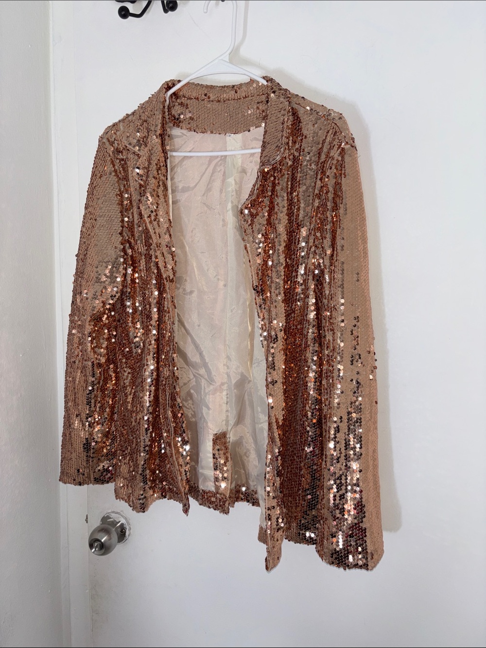 Rose Gold Sequin Open Blazer